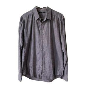 Mens Size Medium Button Down Gingham Purple